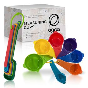 Measuring Cups and Spoons Set 15 Pcs Plastic Measuring Cup Set for Liquid and Dry Measuring Engraved Metric USA Measurement