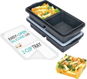 Silicone Freezer Tray With Lid-Soup Freezer Container molds-2-cup Extra Large Ice Cube Tray-makes 4 perfect 500ml portions cubes, For freezing soup