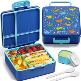 Bento Lunch Box for Kids, Leak Proof Toddler Bento Box with 4 Compartments BPA Free Dishwasher Safe Lunch Container with Utensils