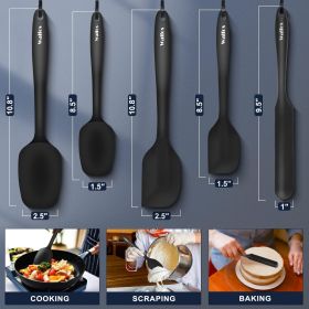 Silicone Spatula Set of 5 - (600°F) High Heat Resistant Kitchen Scraper Spatulas, One-Pieces Seamless Design