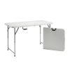Techni Home 4 FT Granite White Adjustable Height Folding Table with Easy-Carry Handle