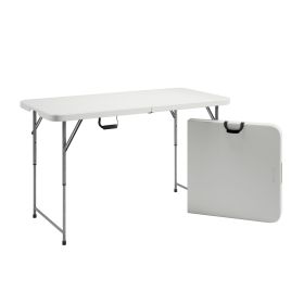 Techni Home 4 FT Granite White Adjustable Height Folding Table with Easy-Carry Handle