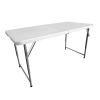 Techni Home 4 FT Granite White Adjustable Height Folding Table with Easy-Carry Handle