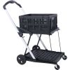 Collapsible Utility Cart Multi Use Functional Collapsible Shopping Carts 2-Tier Collapsible Shopping Cart with Baskets Carrito para Supermercado con R