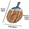Round Acacia Wood & Resin Charcuterie Board with Handle - Natural Wood Grain Surface, Non-Porous Durable  for Meat, Bread, Cheese