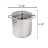 Stainless Steel 16-Quart Stock Pot with Glass Lid, Induction Compatible, Stainless Steel, Dishwasher Safe
